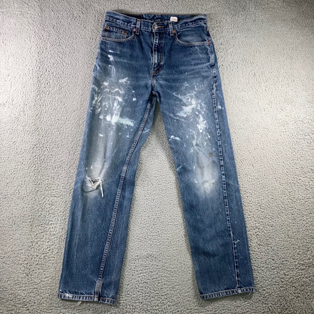 Vtg 2001 Levis 505 Jeans 33x33 Painted Distressed Utility Thrashed Fit 32x31.5